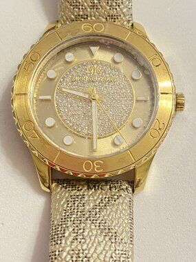 Michael Kors Runway Watch Gold-Tone With Pave Crystal Dial Face
